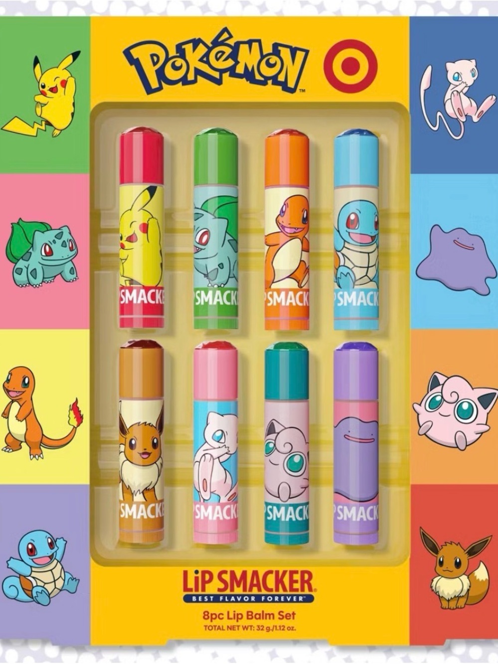 Pokémon x Lip Smacker 8pc Lip Balm Set - Colorful Pokémon Caps
